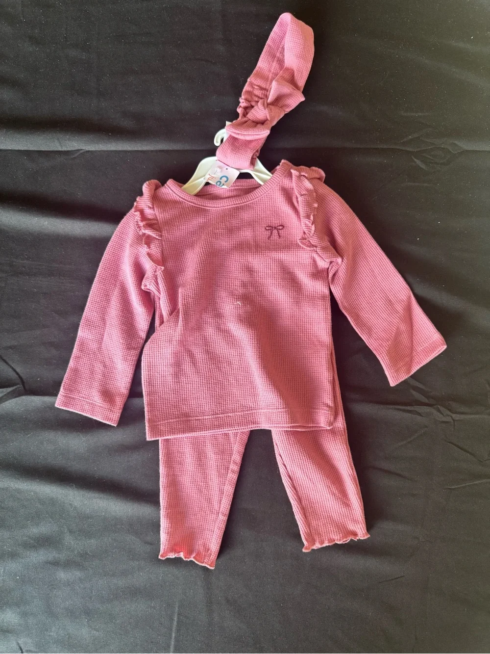 NWT Just One You Carter's Baby Girl 6M 3-Pc Dusty Pink Waffle Knit Outfit Set